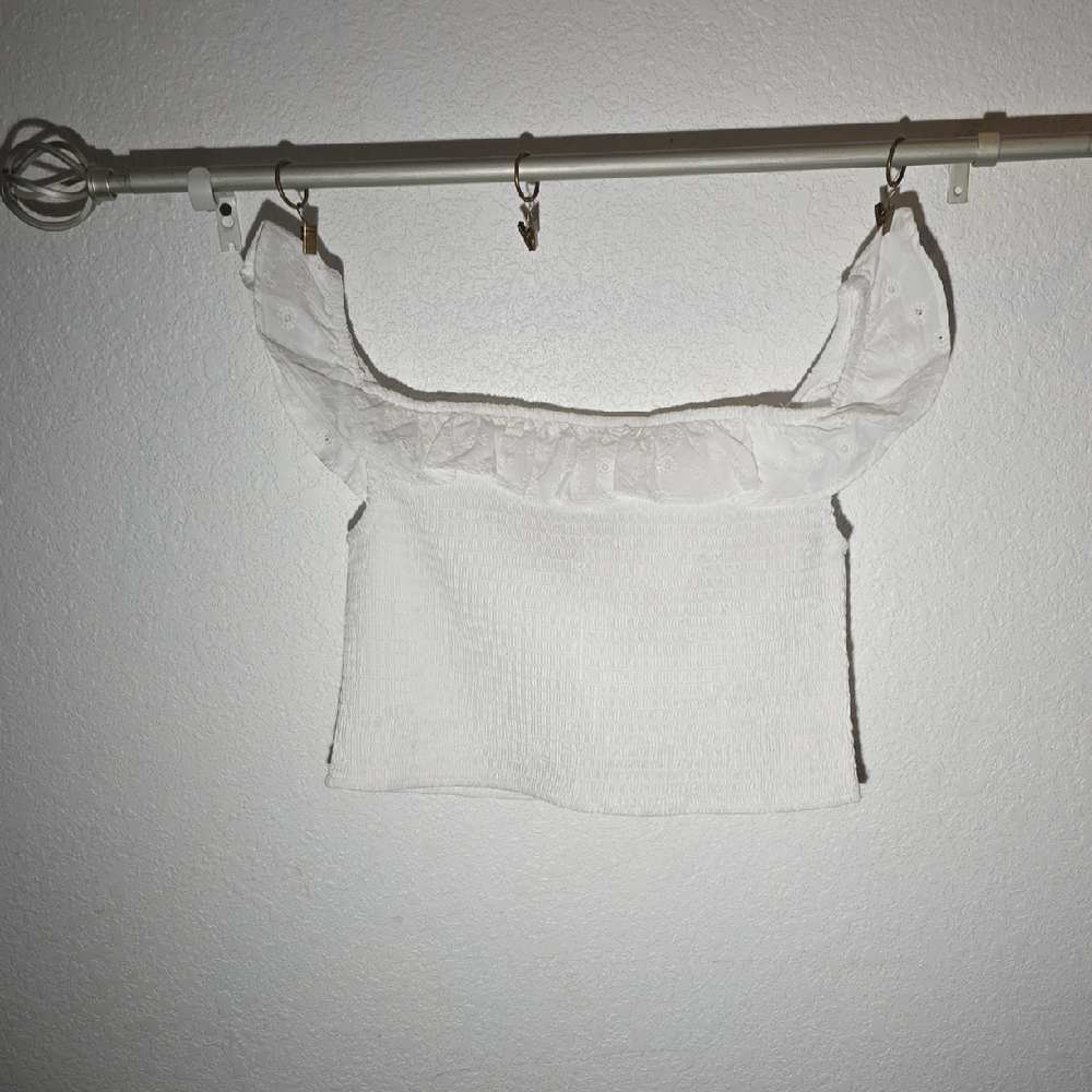 Wild Fable White Ruffled Crop Top